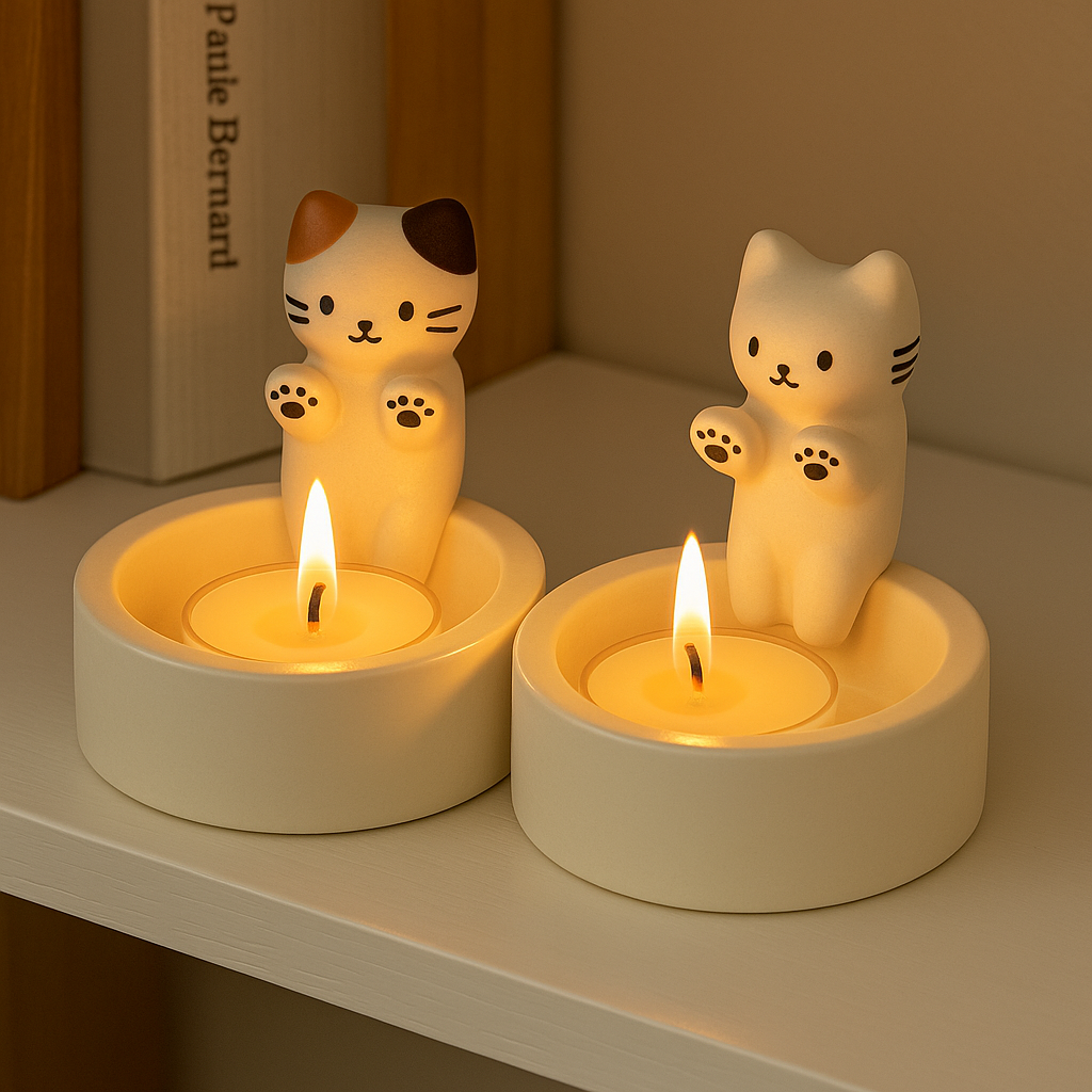 Snugsy Cats Candle Holder – Cute Tea Light